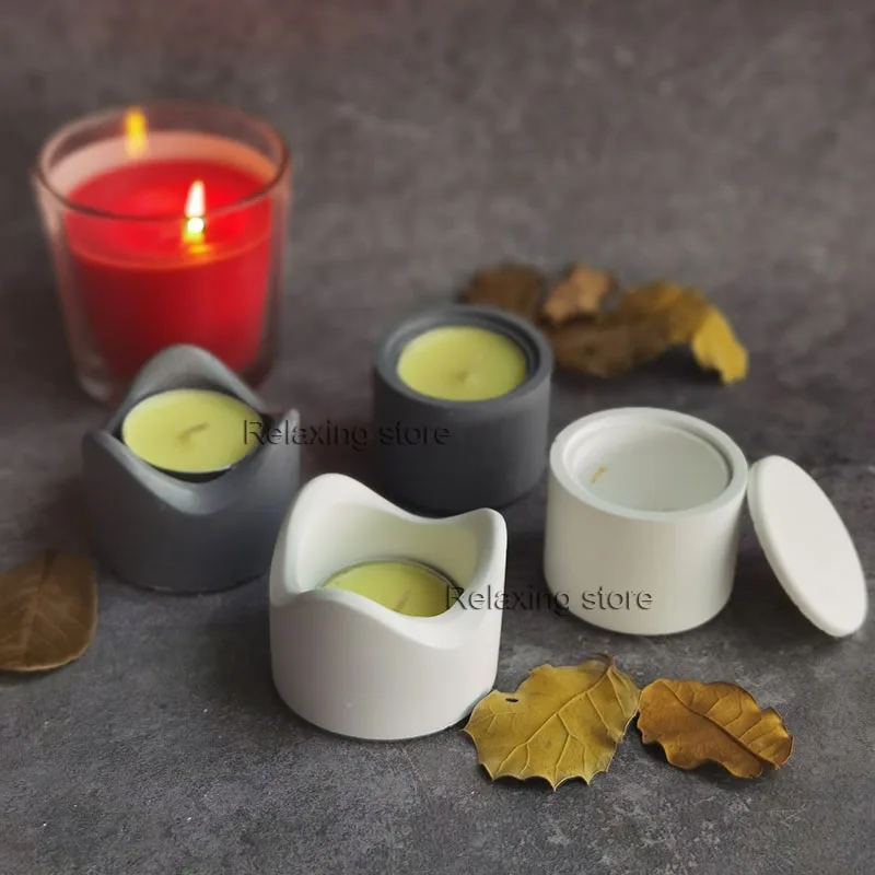 Mini Round Cement Clay Candle Holder Concrete Candlestick Silicone Mold Irregular Plaster Candle Cup Container Epoxy Resin Mould