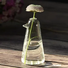 Японский ручной работы творческий милый пингвин стеклянная ваза украшение дома кристалл прозрачный птица растения цветочное устройство для хранения подарок