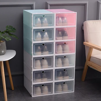 

Plastic Candy Color Stackable Shoe Organizer 1PC Foldable Clear Shoes Storage Box Shoes Storage Box