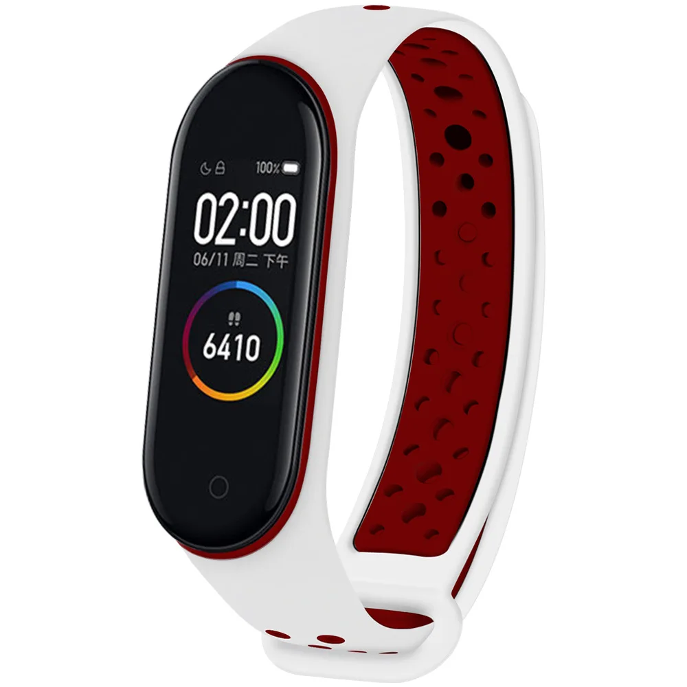 Силиконовый ремешок на запястье для Xiaomi mi Band 4 3 ремешок двойной цвет часы замена для mi band 3 4 Часы умные аксессуары