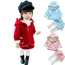 Комплекты осенне-зимней одежды для маленьких девочек детская зимняя утепленная хлопковая теплая верхняя одежда для девочек+ брючный костюм комплект для малышей, для От 1 до 3 лет