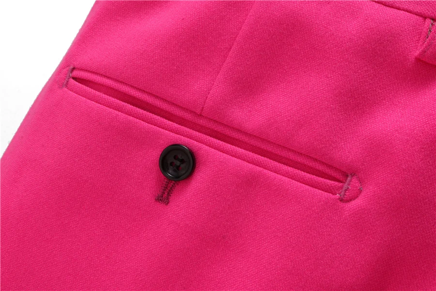 Plyesxale Розовый Красный смокинг для свадьбы для мужчин Slim Fit роскошные мужские s формальный костюм розовый фуксия красный желтый 3 шт. костюмы мужской Q713