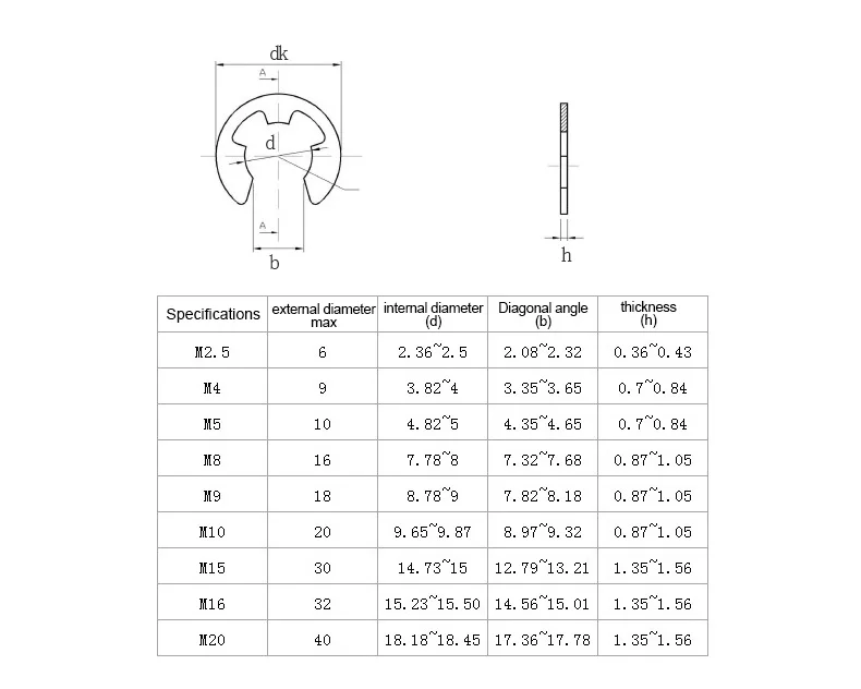 304 open открытый baffle застежка e-типа шайба Стопорная шайба шайбы DIN6799