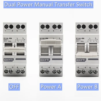Interruptor Manual de transferencia de 2P 40A MTS Doble potencia, interruptor de circuito de interbloqueo 1