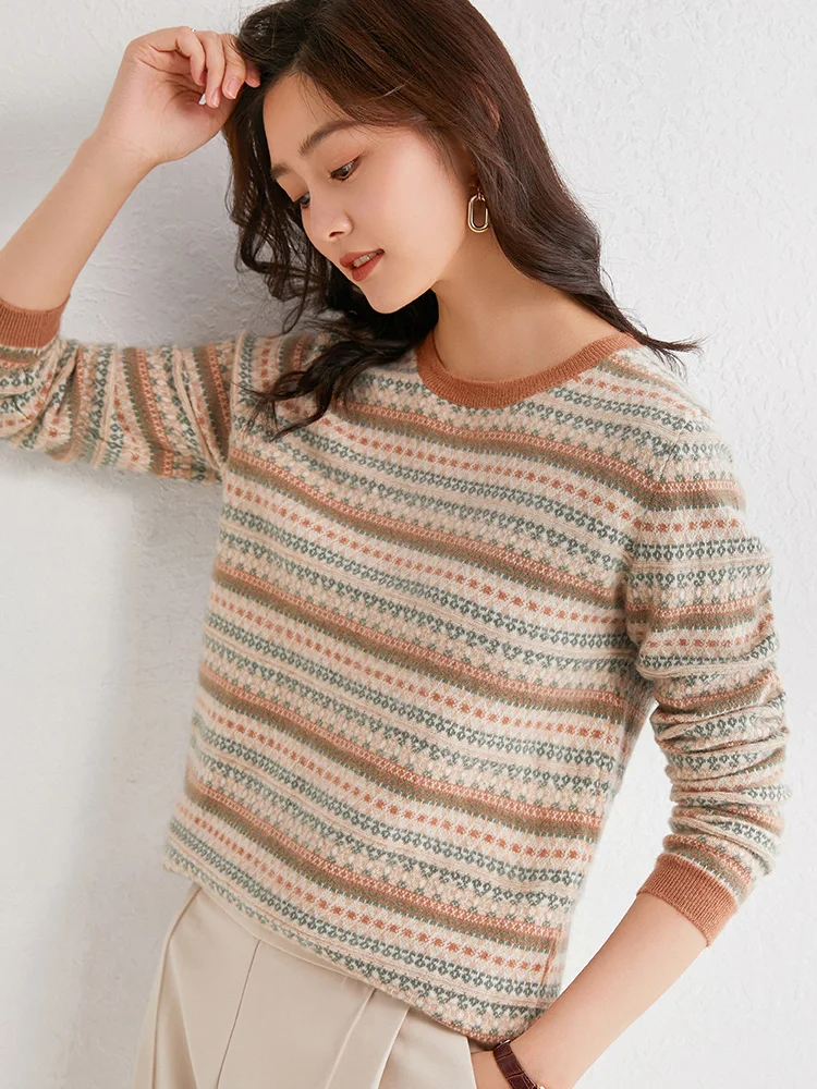 Nordic Classic Sweater 100% Wool O-neck Knit