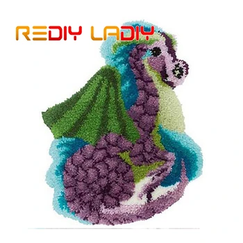 

Latch Hook Rug Kits Crocheting Carpet Rug Purple Dragon Acrylic Yarn Pre-Printed Canvas Cushion Mat Crochet Tapestry Sofa Decor