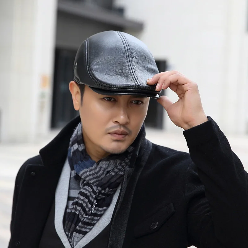 Men's Real Cow Leather Baseball Cap 