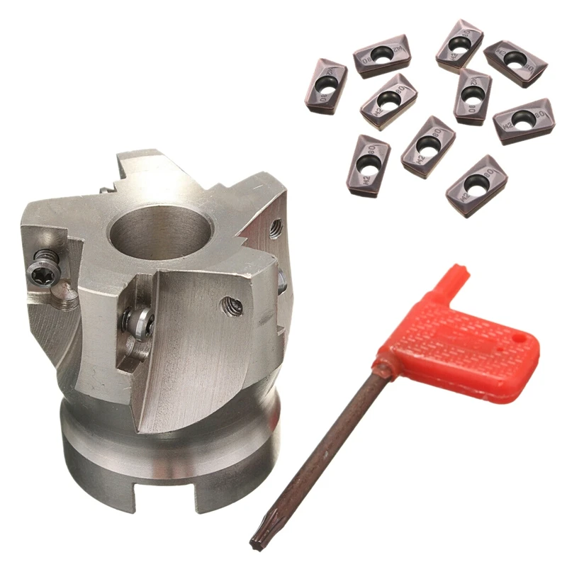 

5 Flute BAP400R-50-22 50mm Indexable Face End Mill + 10X APMT1604 Carbide