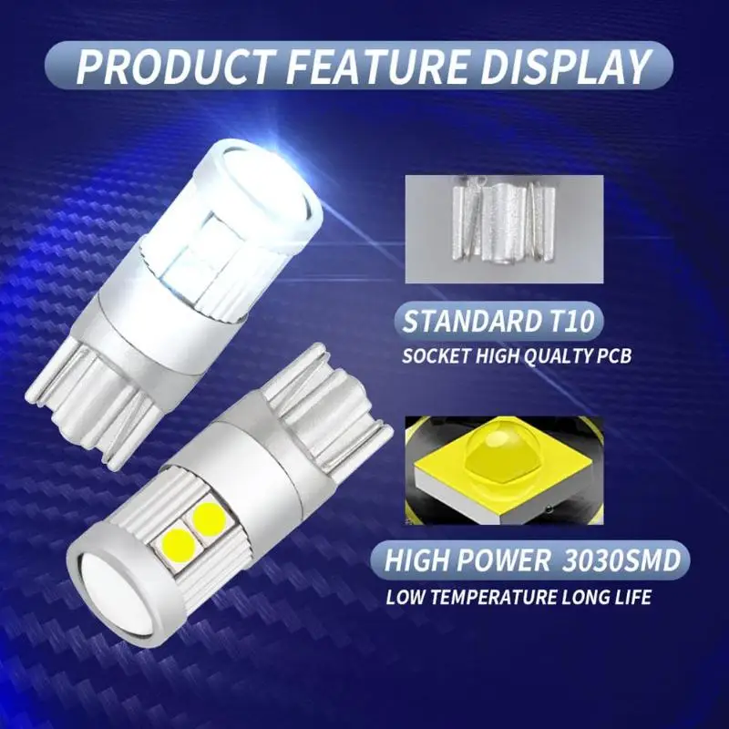 2шт T10 5W 3030 9SMD 900LM 6000K Canbus безотказный Автомобильный светодиодный фонарь для Чтения номерного знака ширина купол дверь боковые лампы декодер Света