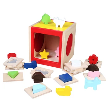 

Geometric Shape and Color Matching Toys Wooden 3D Puzzles Baby Early Educational Learning Toy for Children
