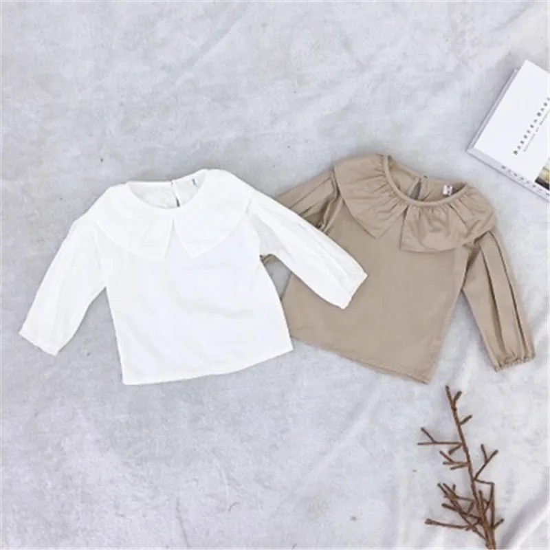 Детская одежда рубашка с длинными рукавами для школьниц белая блузка Детские рубашки блузки и топы для девочек AA3958