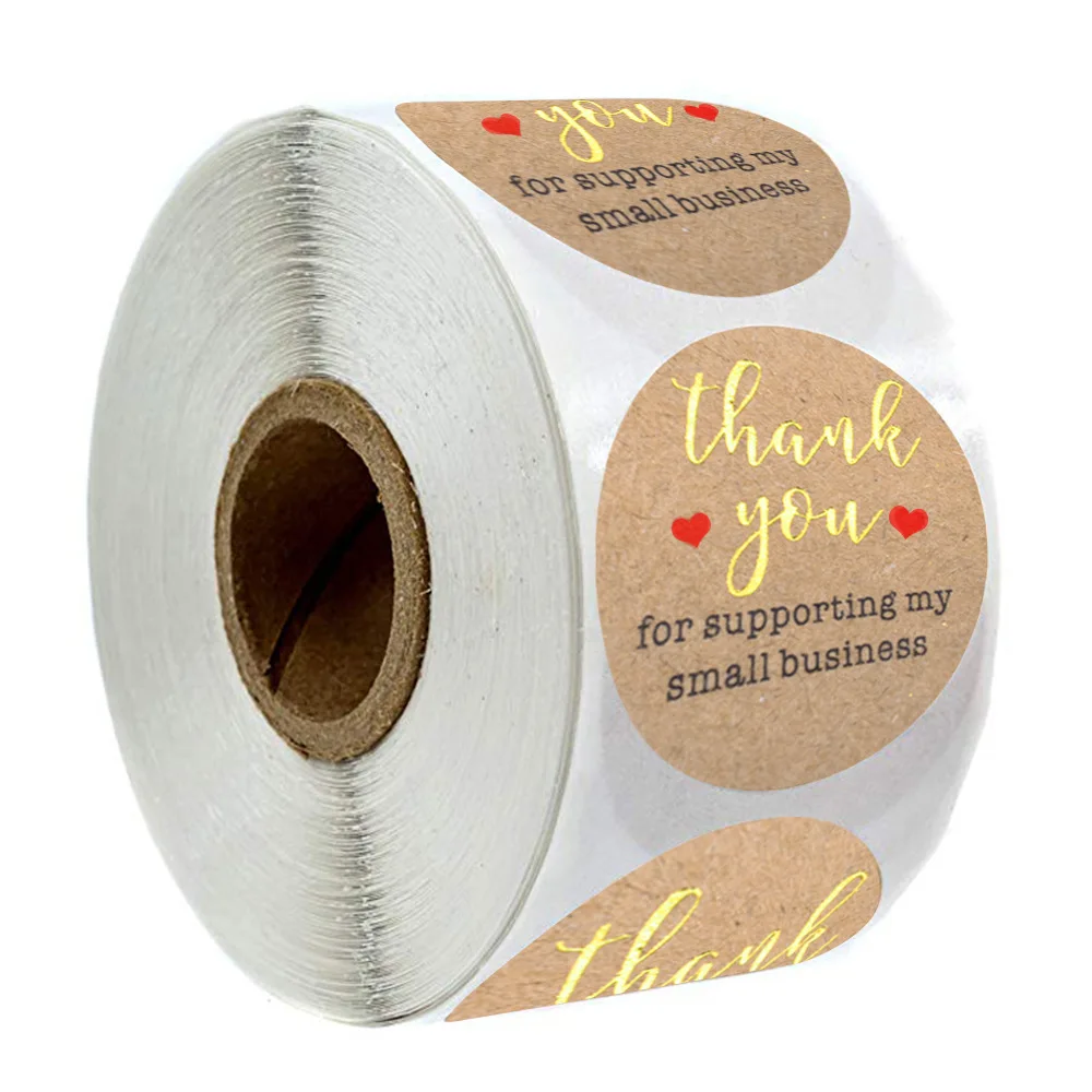 

thank you for supporting my business Kraft Stickers with Gold Foil round labels sticker for small shop handmade sticker