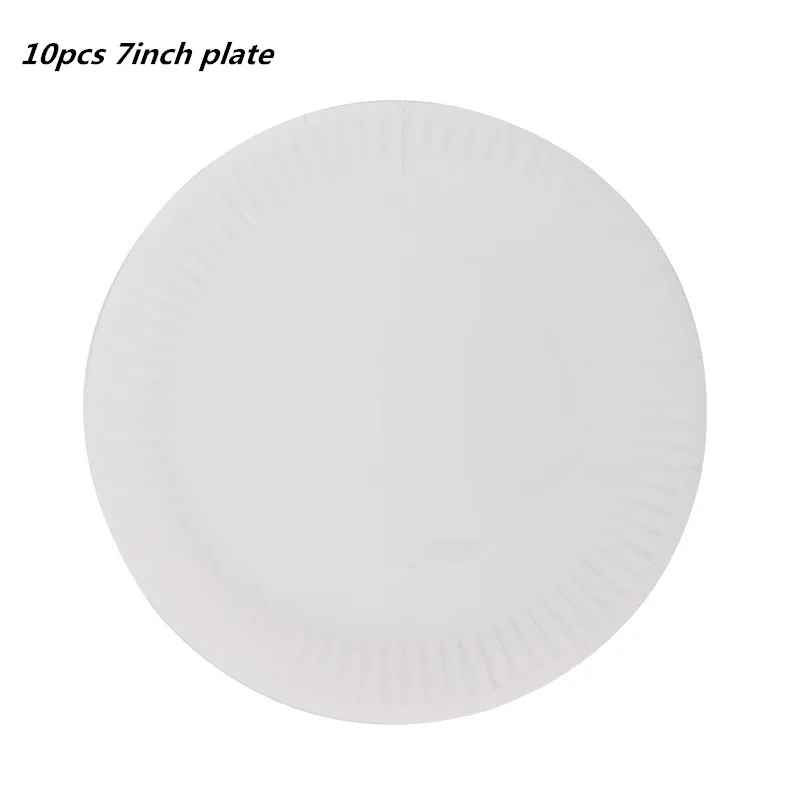 10pcs 7inch plate 10 шт. одноразовые бумажные тарелки для дня рождения вечерние круглая пластина тарелка для фруктов, пирожных лоток посуда День рождения расходные материалы - Цвет: 10pcs 7inch plate