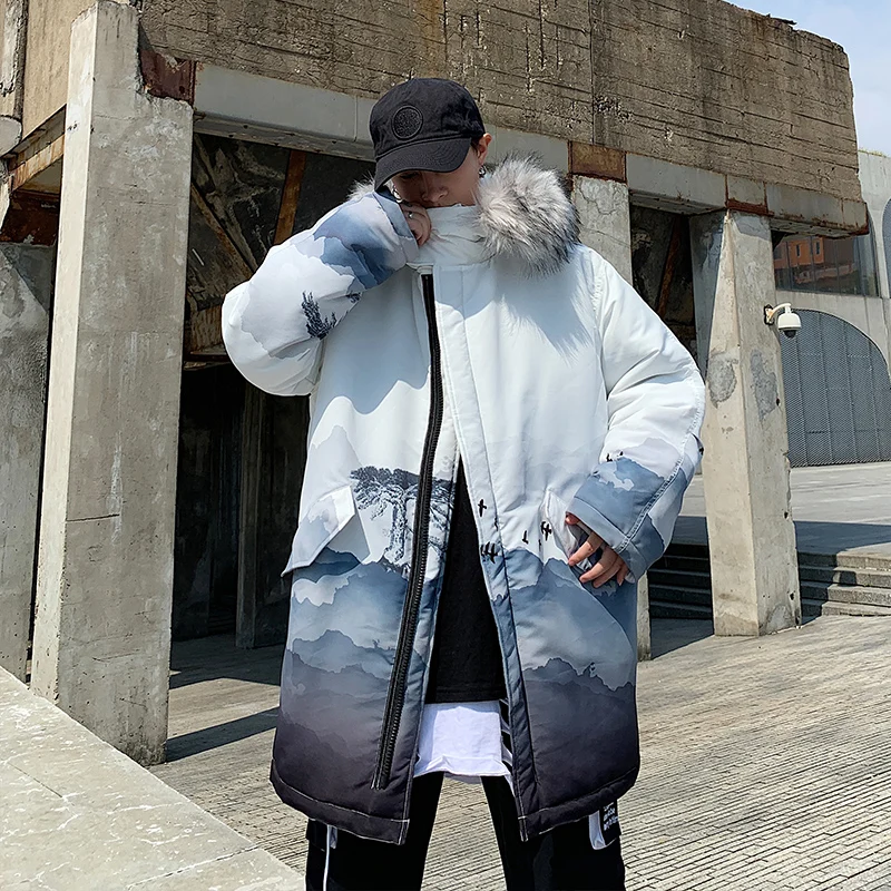 Fashion Winter New Hip Hop Wild Goose Jacket Men Warm Coat Fashion Casual Parka Thickening Fur Coat Men For Winter