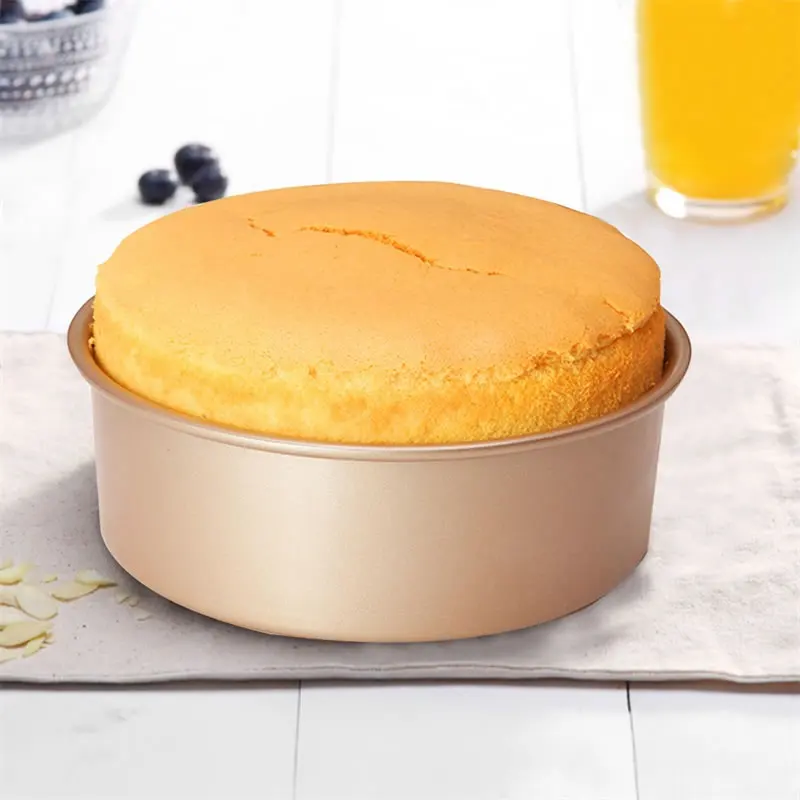

Metal 6" Gold Cake Pan with Removable Bottom Pancake Bread Mold Oven Baking Pans Cookie Biscuit Tray Dish Baking Pastry Tools