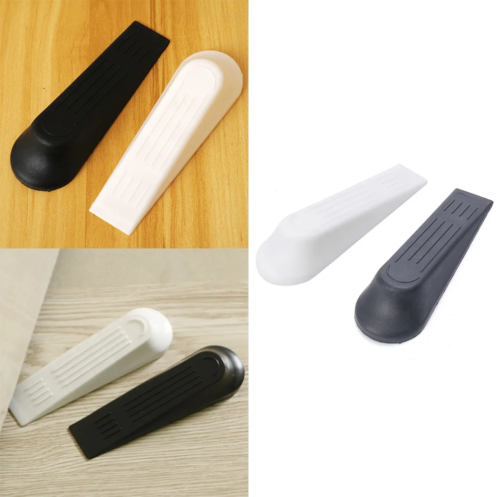 Topes de plástico con forma de cuña para puertas, amortiguadores de puerta antideslizantes negros para oficina, hogar, bebé, Tope de puerta de seguridad, 1/2 Uds.