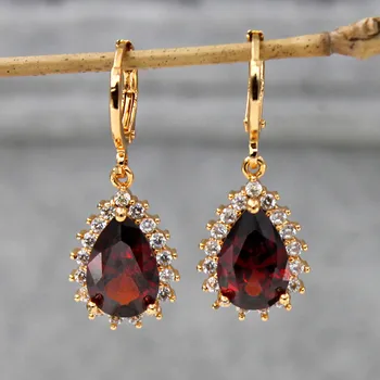 

Fashion red waterdrop Earrings for Women's earrings dangle Drop Gold plated Earrings Jewelry for Wedding Gift accessories