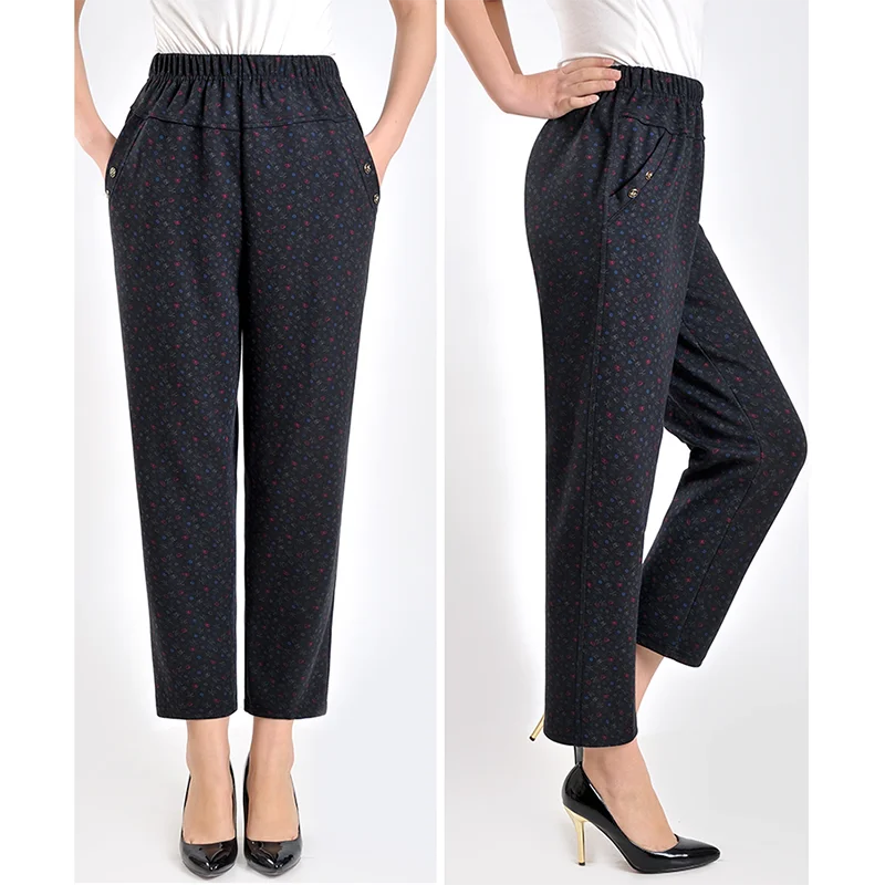 Женские брюки с принтом большого размера плюс леггинсы эластичным поясом для мам