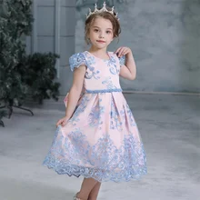 Торжественное роскошное платье с цветочной вышивкой для девочек; вечерние платья принцессы; платья подружки невесты на свадьбу; бальное платье; вечерняя одежда для девочек