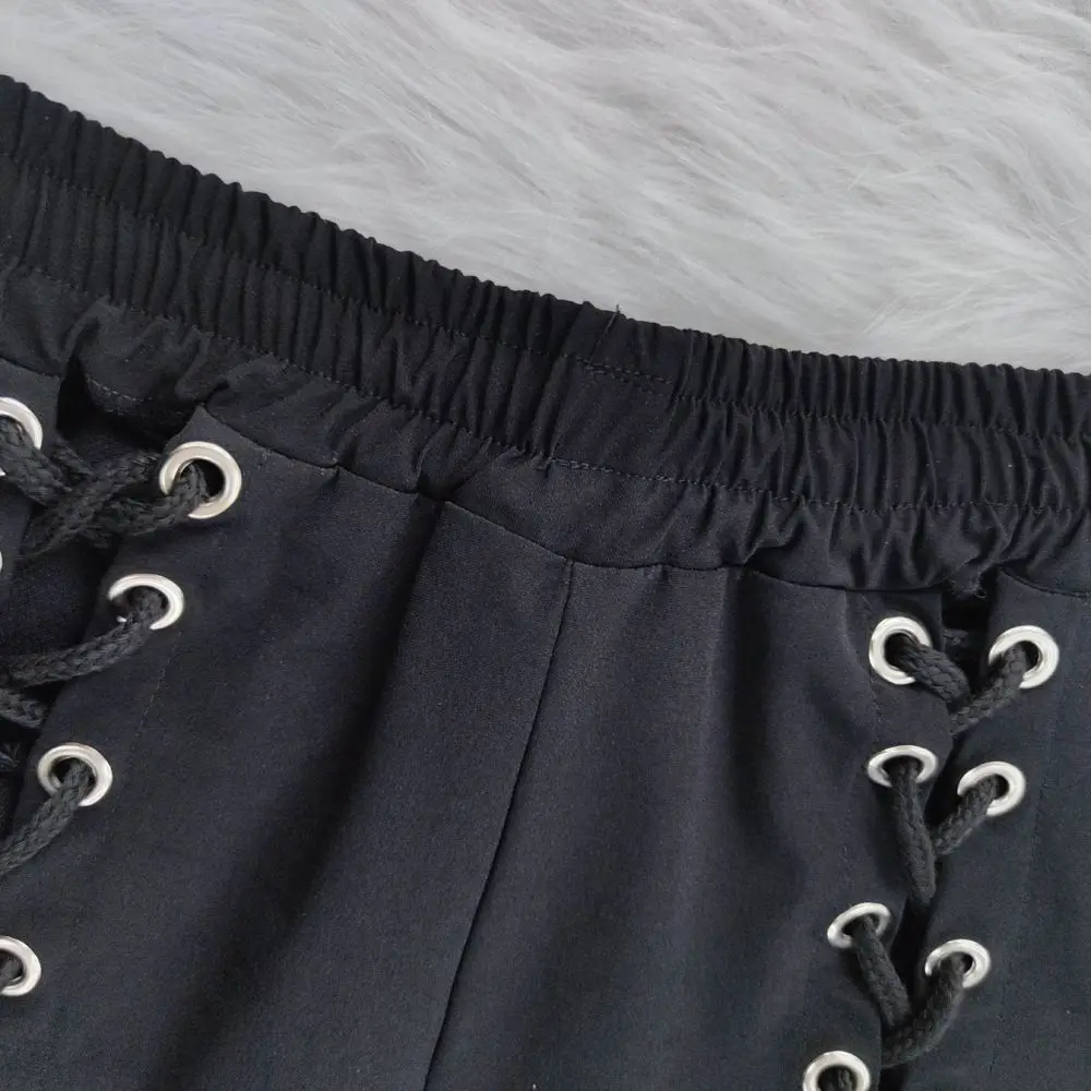 Lace-up Hollow Pants for Women, Eyelet Drawstring, Net Red, High Street Fashion, Wholesale
