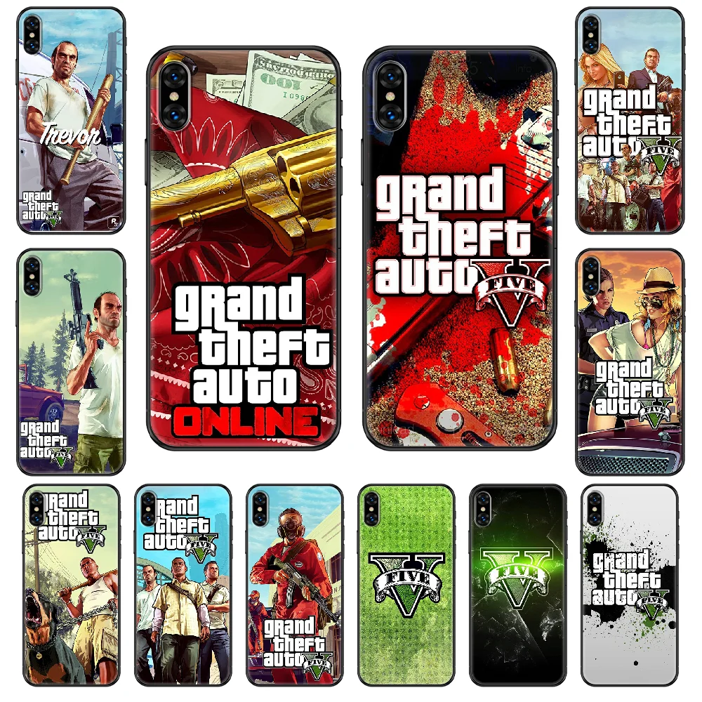 Чехол для телефона Game Grand Theft Auto GTA 5 iphone 4 4s 5S SE 5C 6 6S 7 8 plus X XS XR 11 PRO MAX 2020 Черный Модный