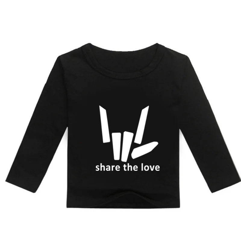 Z& Y/ Модная рубашка с надписью «Share The Love» для детей 2-16 лет, детские футболки, футболка с длинными рукавами и круглым вырезом для мальчиков, рубашки для маленьких девочек, уличная одежда - Цвет: color 11