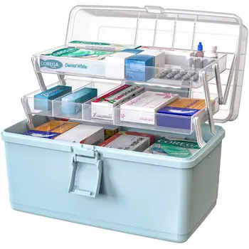 

Family Medical Box Portable Plastic Home Cosmetics Medicine Case Drug First Aid Kit Storage Box Large Capacity Storage Box