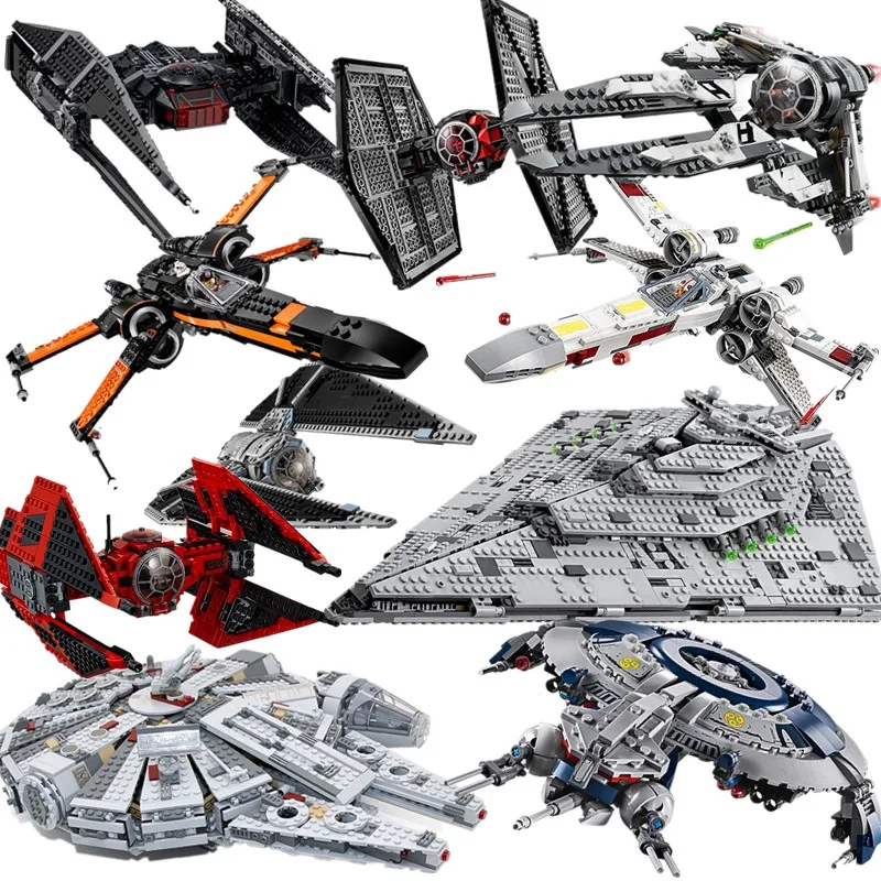 

Star Wars Series Assembling Compatible Building Blocks Red Tie Fighter AT-TE Walker DIY Buildable Brick Toys For Children