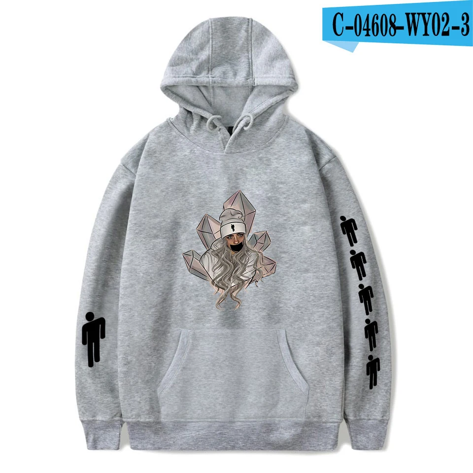 gray Горячая осень Billie Eilish толстовки женские мужские толстовки Harajuku с капюшоном с принтом Billie Eilish худи для девочек повседневные красные пуловеры - Цвет: gray