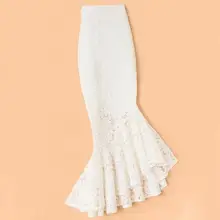 Размера плюс 4XL! Нерегулярные рыбий хвост юбка с высокой талией Женская летняя обувь Обтягивающая одежда в стиле пэчворк с кружевом на один шаг, утепленная юбка TB3779