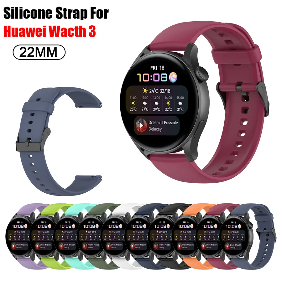 Ремешок силиконовый для часов Huawei Watch 3 Pro/GT 2 мягкий спортивный браслет Samsung Galaxy 46