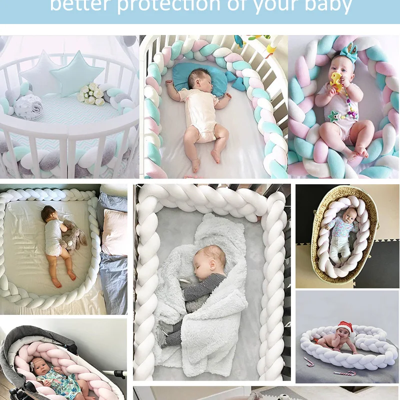 New Arrival 1-9 Baby Crib Bumper Cushion 1.5M/2M/3M Newborn Bed Braid Stuff Stroller Accessories Baby Room Decor Kids' things