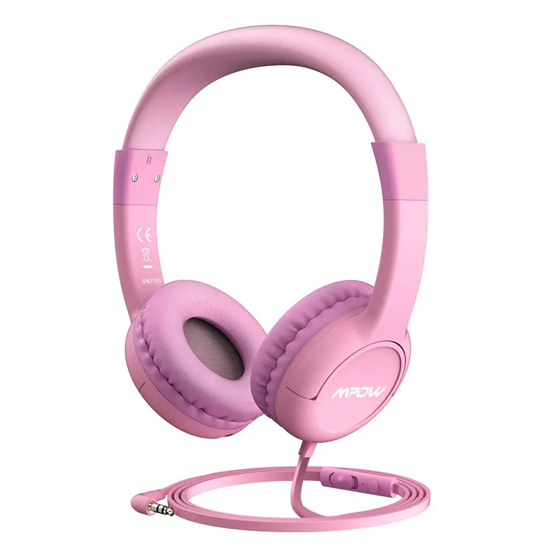 Original Mpow Cute Wired Kids Headphones With Microphone Over Ear Hearing Protection Volume Limited Headphones For Kids - Цвет: Pink