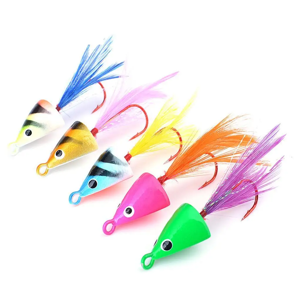 5pcs Fishing Lure 5 11g with Carbon Steel Hook Multicolor Ice Fishing