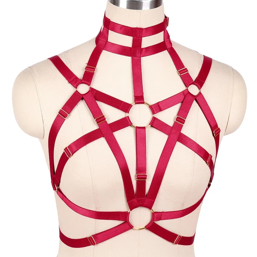 Body Harness Bra Red Top Cage Breast Belt Plus Size Elastic Frame Triangle Night Clubs Gothic Punk Women Strappy Sexy Lingerie