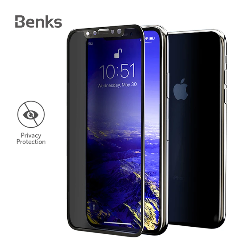 Benks Anti-Spy Peeping Privacy Tempered Glass Screen Protector Film for iPhone X xs xr xs max Full Screen Cover Protection Film