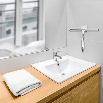 

IALJ Top Shower Squeegee, Stainless Steel Glass Window Squeegee with Detachable 10 Inch Blade 6.4 Inch Longer Handle for Shower