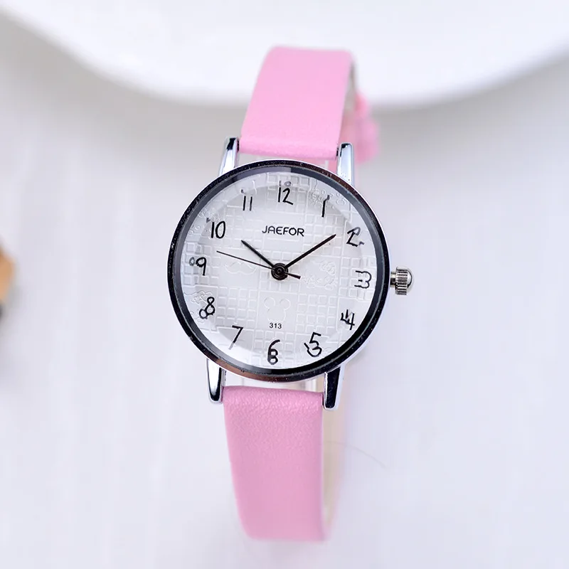 

Watch Women's Best Friend Students Korean-style Simple Leather Belt with Numbers Thin Drawstring Small Dial Sweet GIRL'S Heart Q