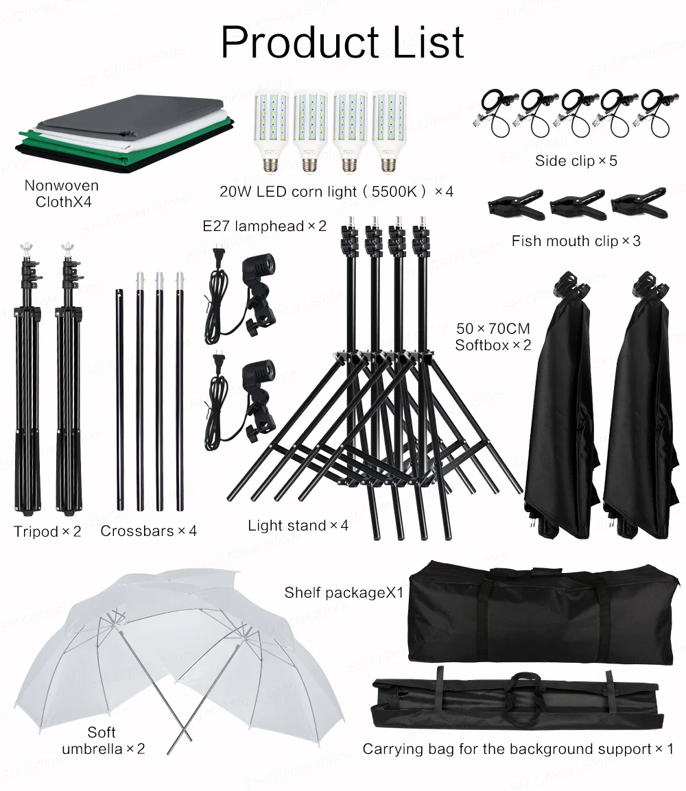 Профессиональная фотография светильник ing оборудование комплект с софтбоксом фоновая стойка фоны мягкий зонтик Светильник лампы Фотостудия