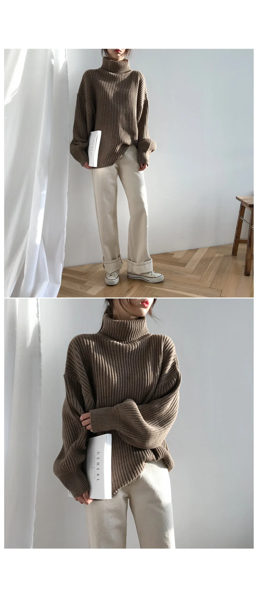 Neploe, женский свитер с высоким воротом, Осень-зима, свободный, Сумасшедший стиль, однотонный, Pull Femme Hiver, шикарный, длинный рукав, вязаный пуловер, топ 47024