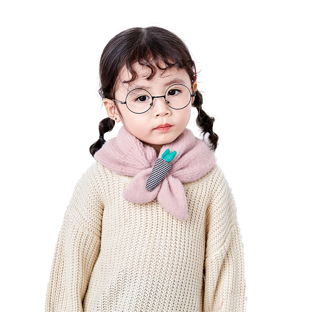 Милый зимний шарф для маленьких девочек, помпон, детская трикотажная шапка, 6 цветов