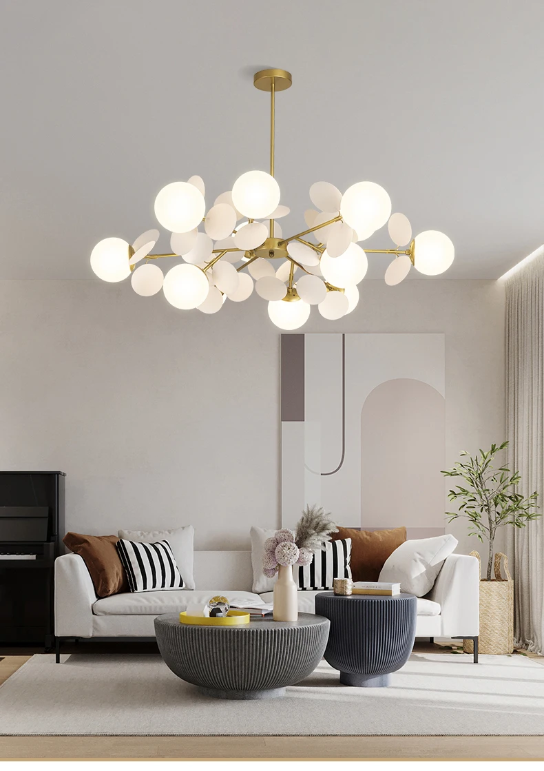 Modern Nordic Design LED Chandelier For Living Room Bedroom Dining Room Kitchen Ceiling Pendant Lamp Glass Ball G9 Hanging Light dining room chandeliers