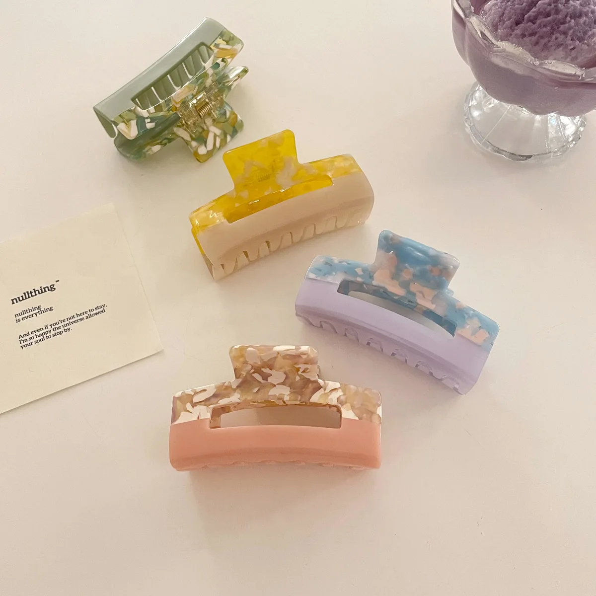 Ins Acetate Hair Claw Shark Clips Geometric Rectangle Clamps Colorful Bath Clip Medium Size Grab Women Hair Accessories