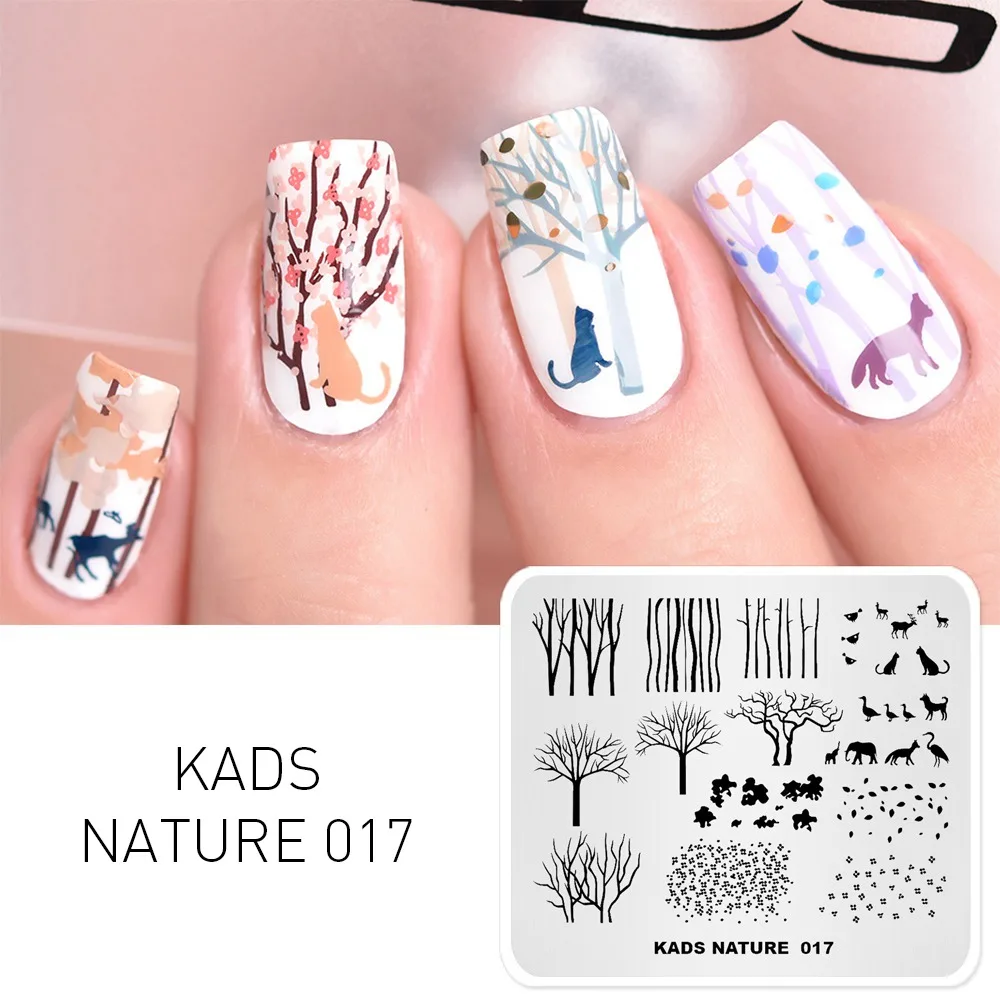 Nature 017 KADS стемпинг пластины для стемпинга штамп для стемпинга 23 дизайн Хэллоуин цветок стемпинг для ногтей пластины для ногтей трафареты для ногтей стемпинг пластины для маникюра стэмпинг печать для ногтей дизайн ногтей - Цвет: Nature 017