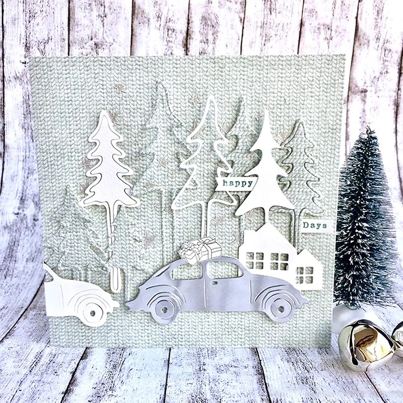 

Tree And Car Christmas Metal Cutting Dies Stencils For DIY Scrapbooking Paper Card Craft Dies Embossing Cuts Dies New 2019