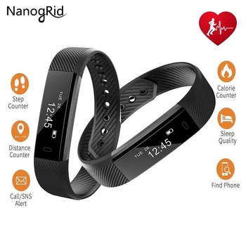 

Fitness Tracker Smart Bracelet ID115 Heart Rate Bluetooth Band Activity Monitor Alarm Clock Sports Wristband for iOS Android