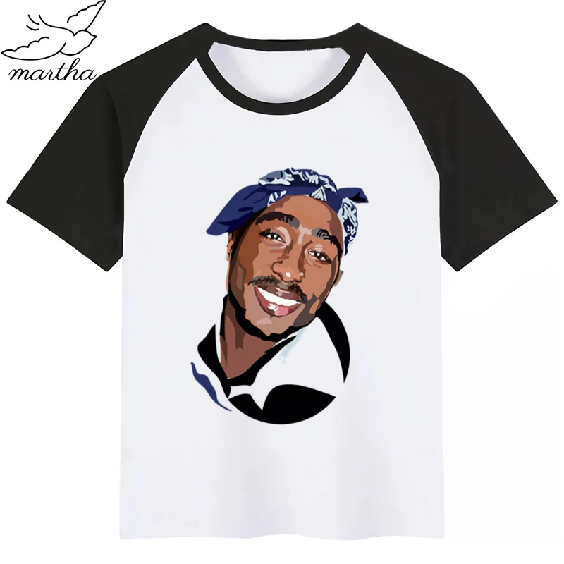 Американский раппер Тупак макавели 2pac, Детская летняя забавная футболка для девочек и мальчиков детская футболка с принтом модная повседневная одежда для малышей - Цвет: Black