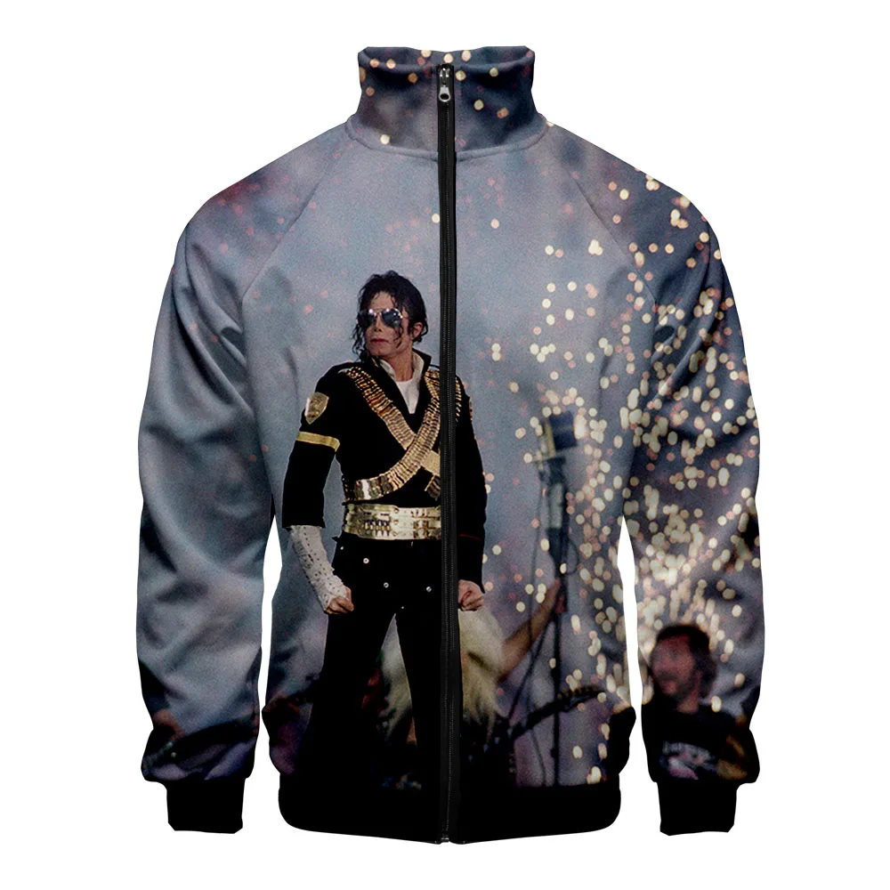 2020 Michael Joseph Jackson 3D Baseball Jacket Harajuku Hip Hop Hoodies Stand Collar Zipper Sweatshirt Casual Sportswear Clothes mens down jacket