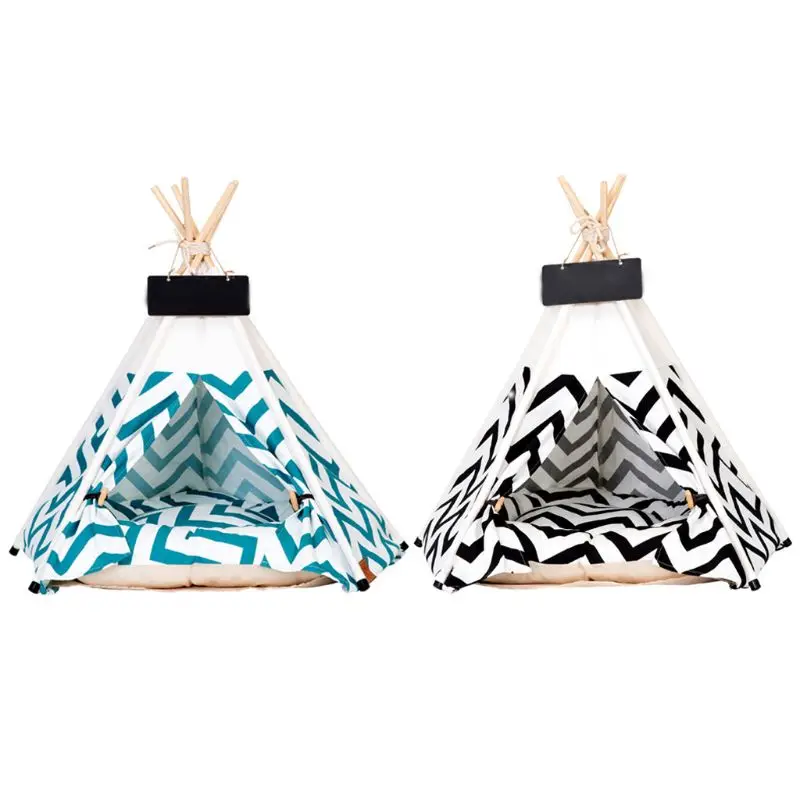 Pet Teepee Bed Stripe Printing Sturdy with Cushion Luxery Dog Cat Tents | Дом и сад