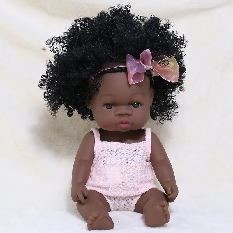 35CM American Reborn Black Baby Doll Bath Play Full Silicone Vinyl Baby Dolls Lifelike Newborn Baby Doll Toy Girl Christmas Gift 15